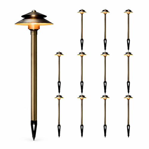 12-Pack Solid Brass Low Voltage Path Lights