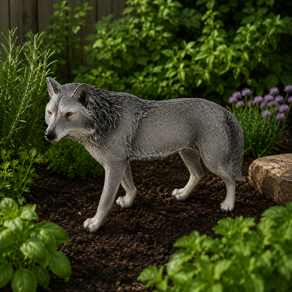 Gray Wolf Garden Statue