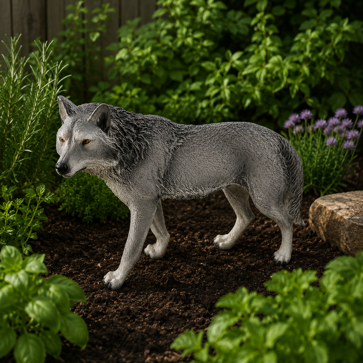 Gray Wolf Garden Statue
