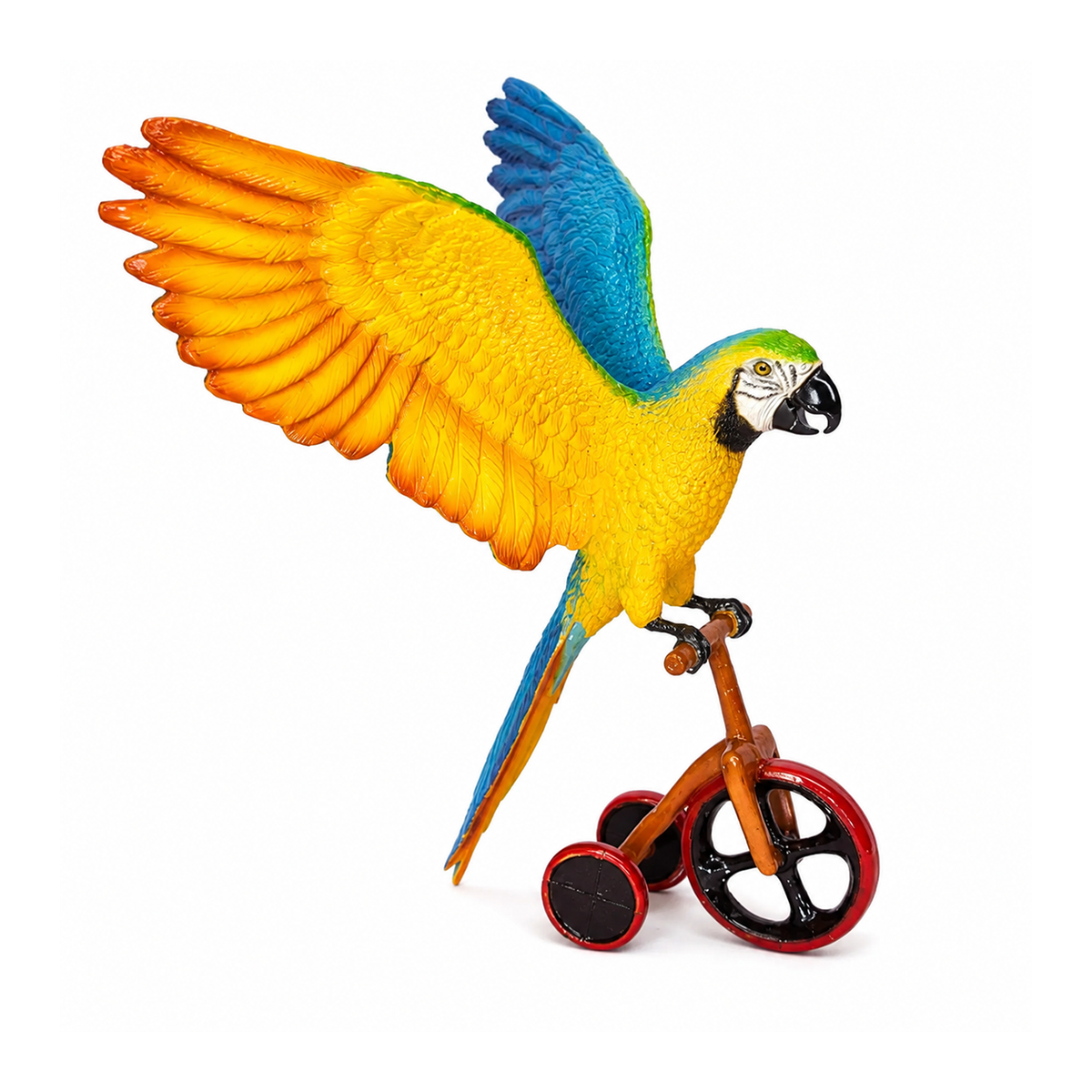 Whimsical Pedaling Parrot on a Tricycle
