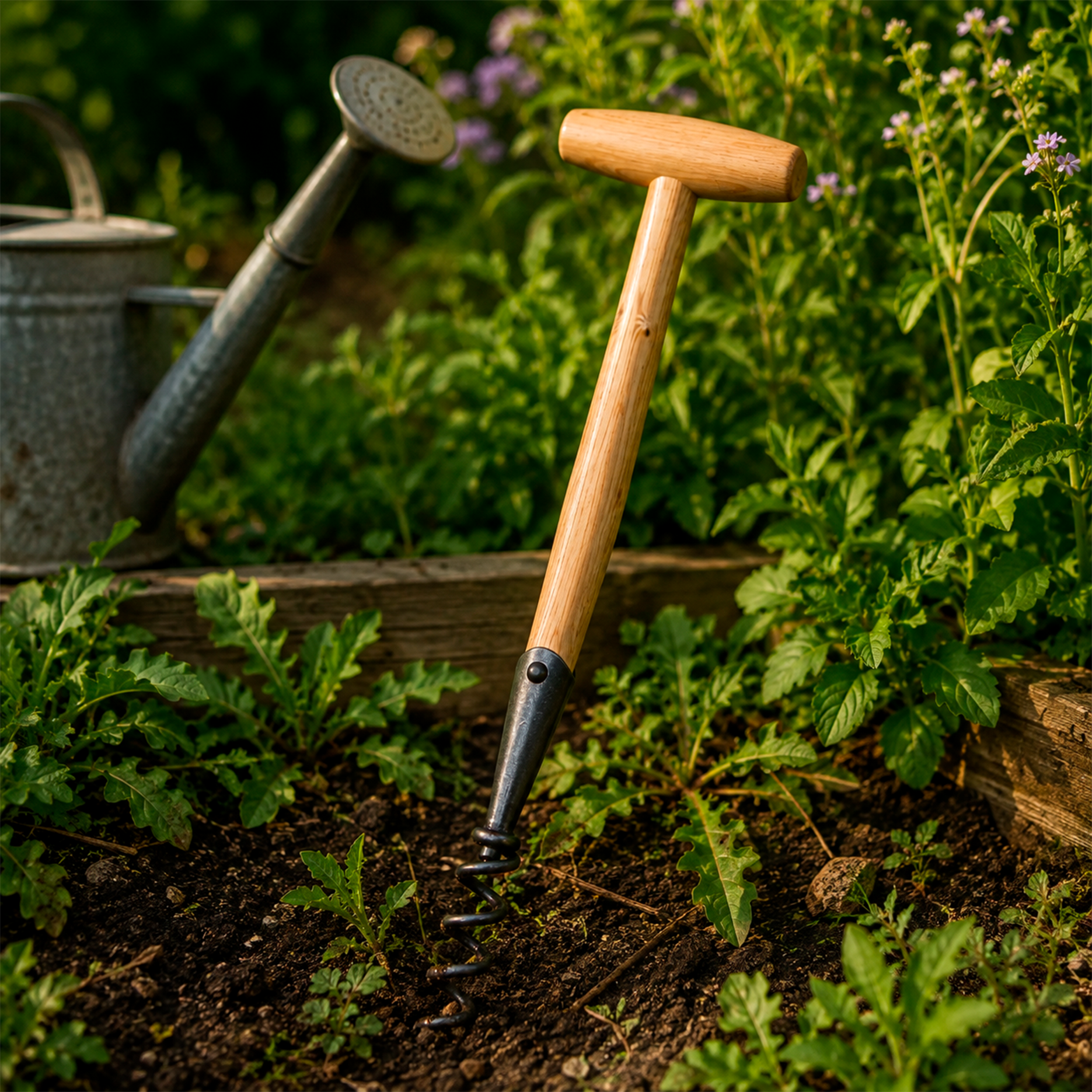 Root Weeder – Corkscrew Type, Short Handle