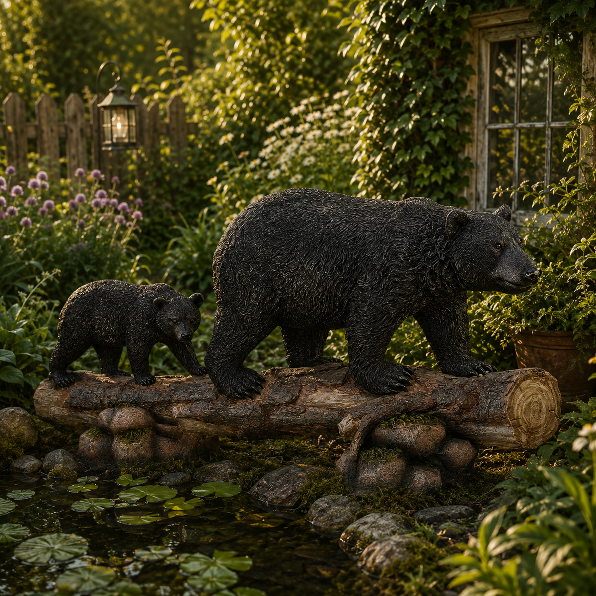 Majestic Mother Bear and Cub Wilderness Statue